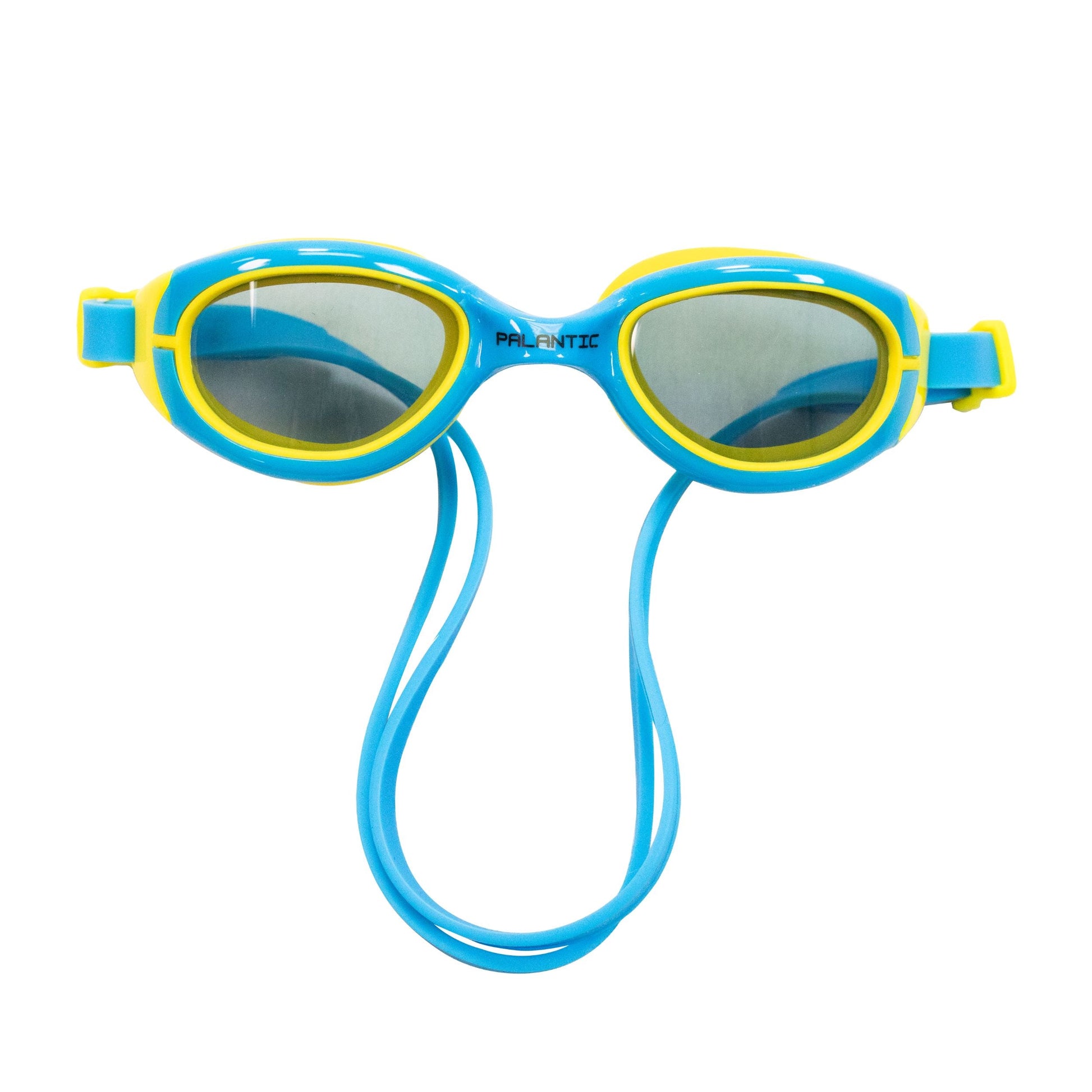 Palantic Jr. Silicone Swim Goggles | UV Tinted Anti-Fog Lenses | Kids & Narrow-Face Adults | Blue/Yellow - Niksstuff
