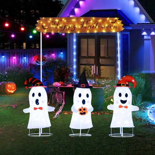 DirectDeals 4-Piece Halloween Pop-Up Ghosts & Gateway with LED Lights