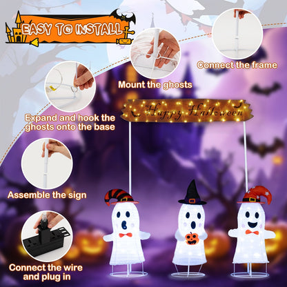 DirectDeals 4-Piece Halloween Pop-Up Ghosts & Gateway with LED Lights