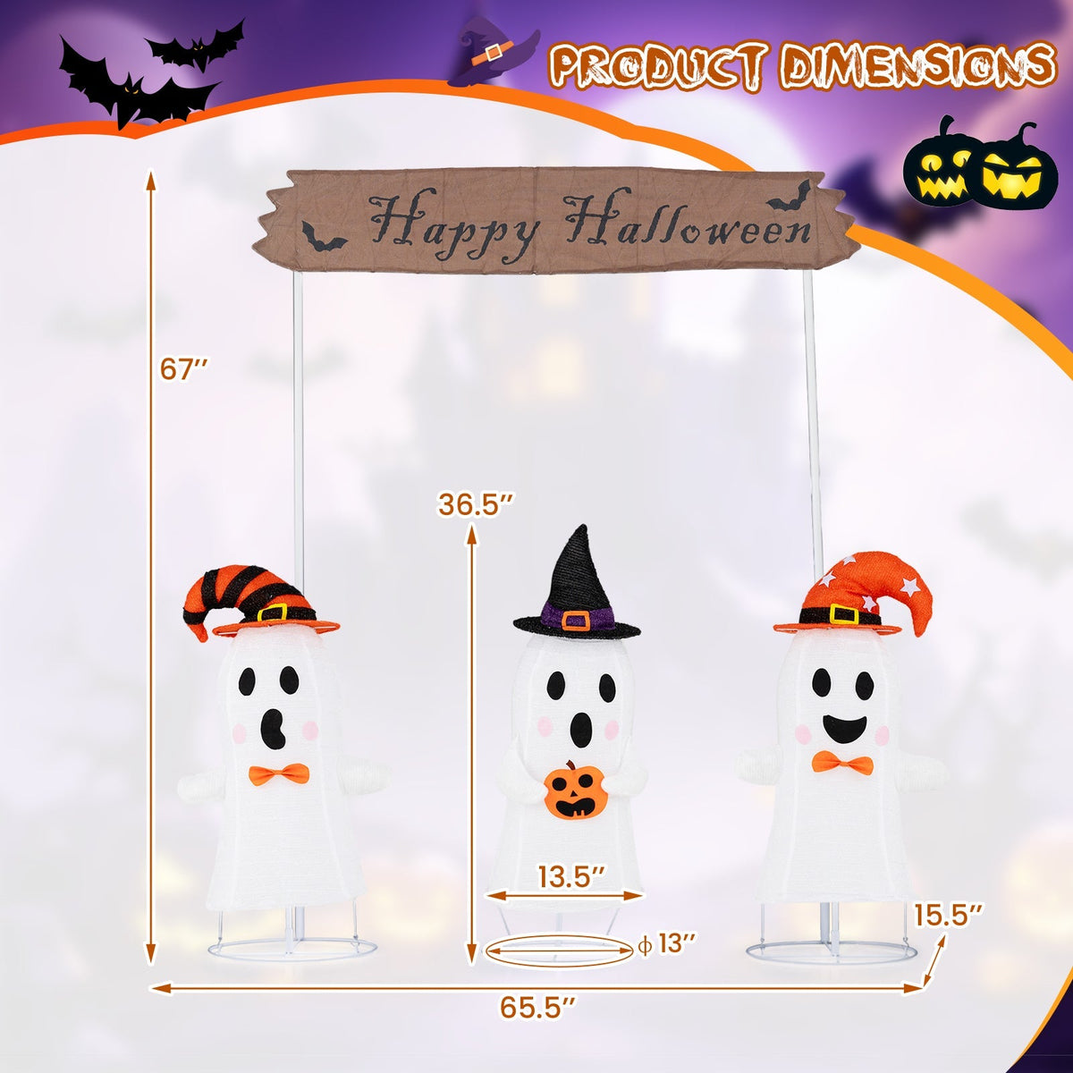 DirectDeals 4-Piece Halloween Pop-Up Ghosts & Gateway with LED Lights