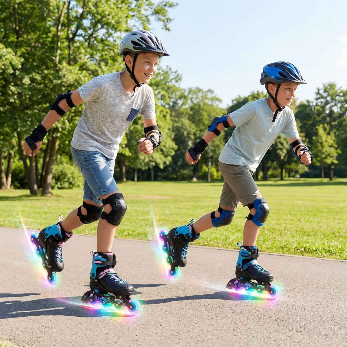 Adjustable Light-Up Kids Inline Skates Ages 9-14