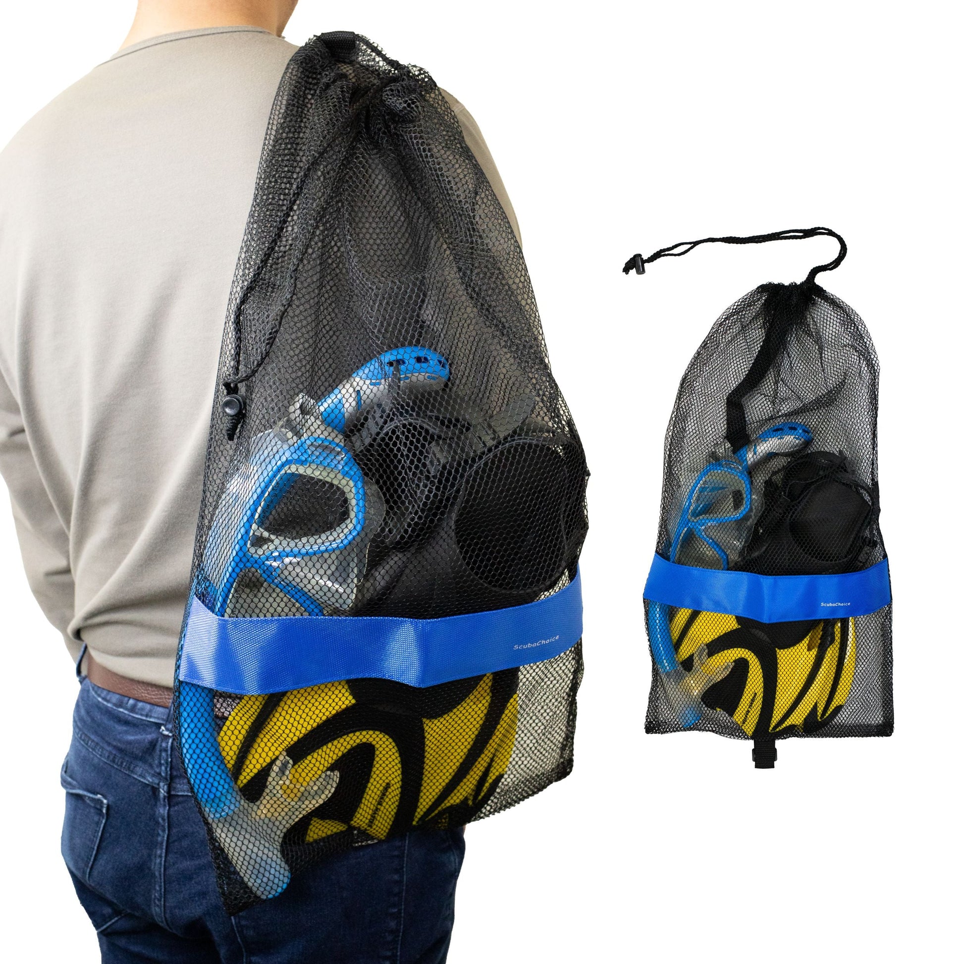 Drawstring Mesh Bag with Shoulder Strap 25" x 13" by Scuba Choice - Niksstuff