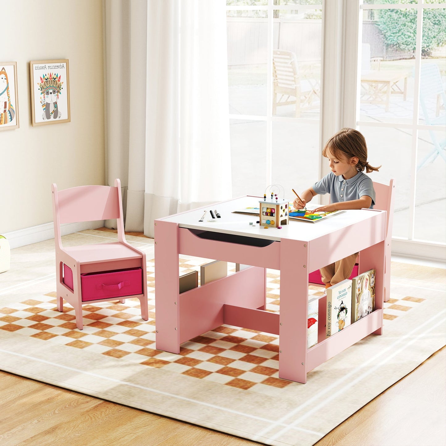 Kids Activity Table & 2 Chairs Set | Reversible Tabletop | Storage | ASTM & CPSIA Certified | Ages 3+