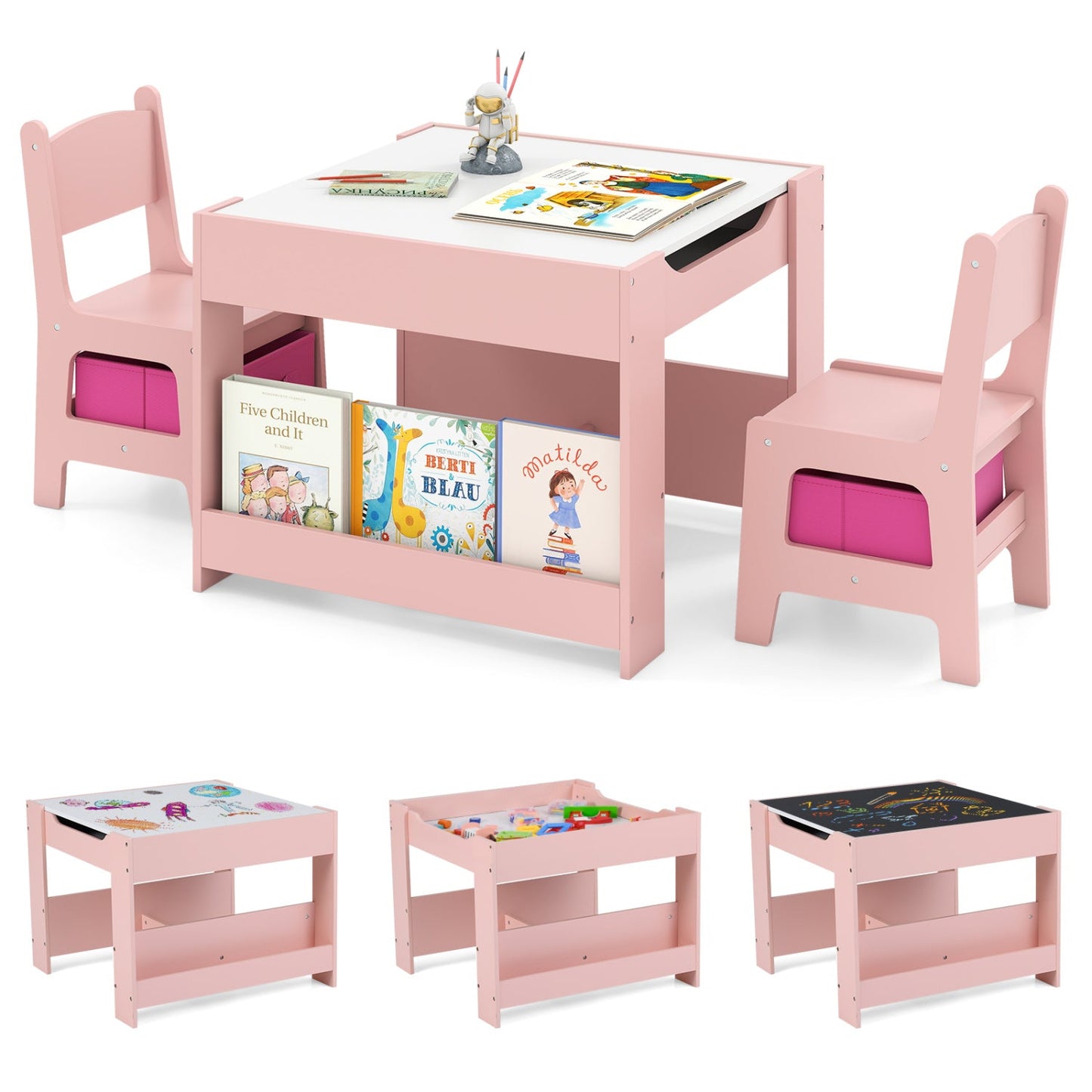 Kids Activity Table & 2 Chairs Set | Reversible Tabletop | Storage | ASTM & CPSIA Certified | Ages 3+