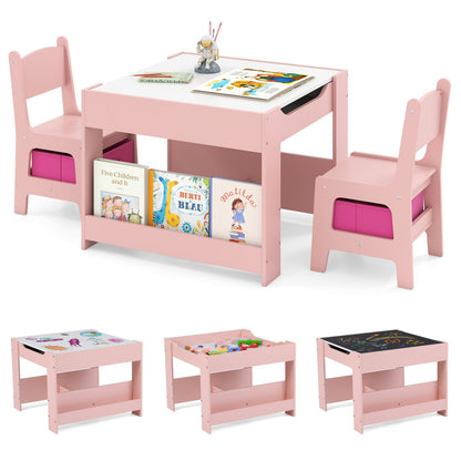 Kids Activity Table & 2 Chairs Set | Reversible Tabletop | Storage | ASTM & CPSIA Certified | Ages 3+