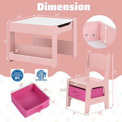 Kids Activity Table & 2 Chairs Set | Reversible Tabletop | Storage | ASTM & CPSIA Certified | Ages 3+