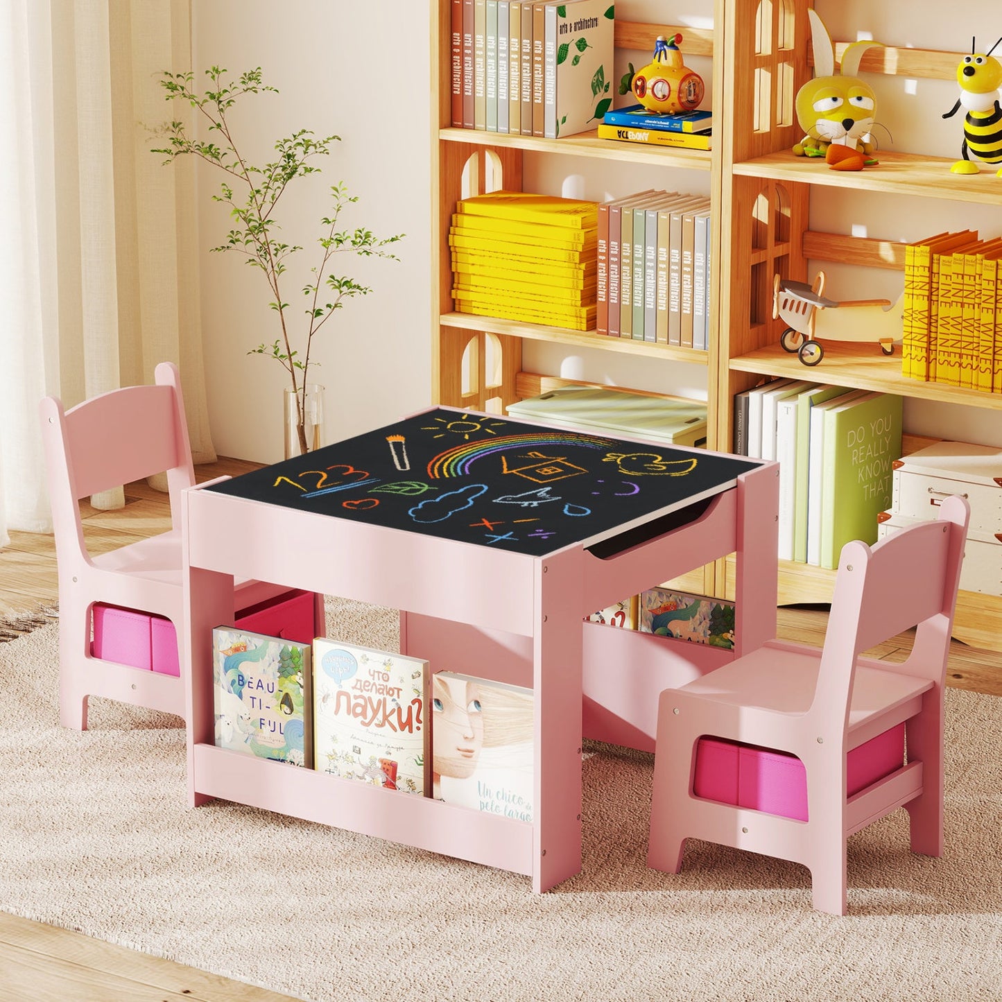 Kids Activity Table & 2 Chairs Set | Reversible Tabletop | Storage | ASTM & CPSIA Certified | Ages 3+
