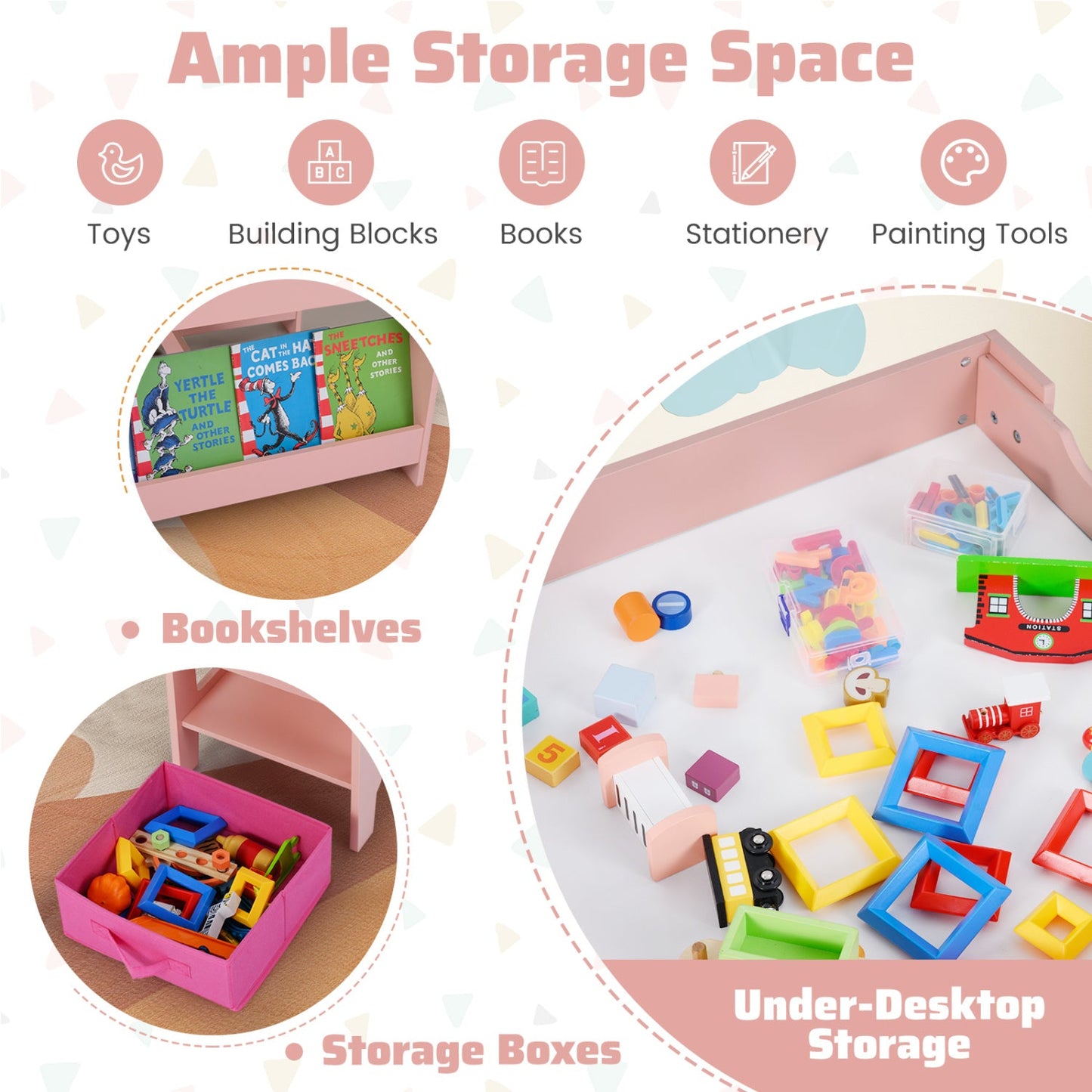 Kids Activity Table & 2 Chairs Set | Reversible Tabletop | Storage | ASTM & CPSIA Certified | Ages 3+