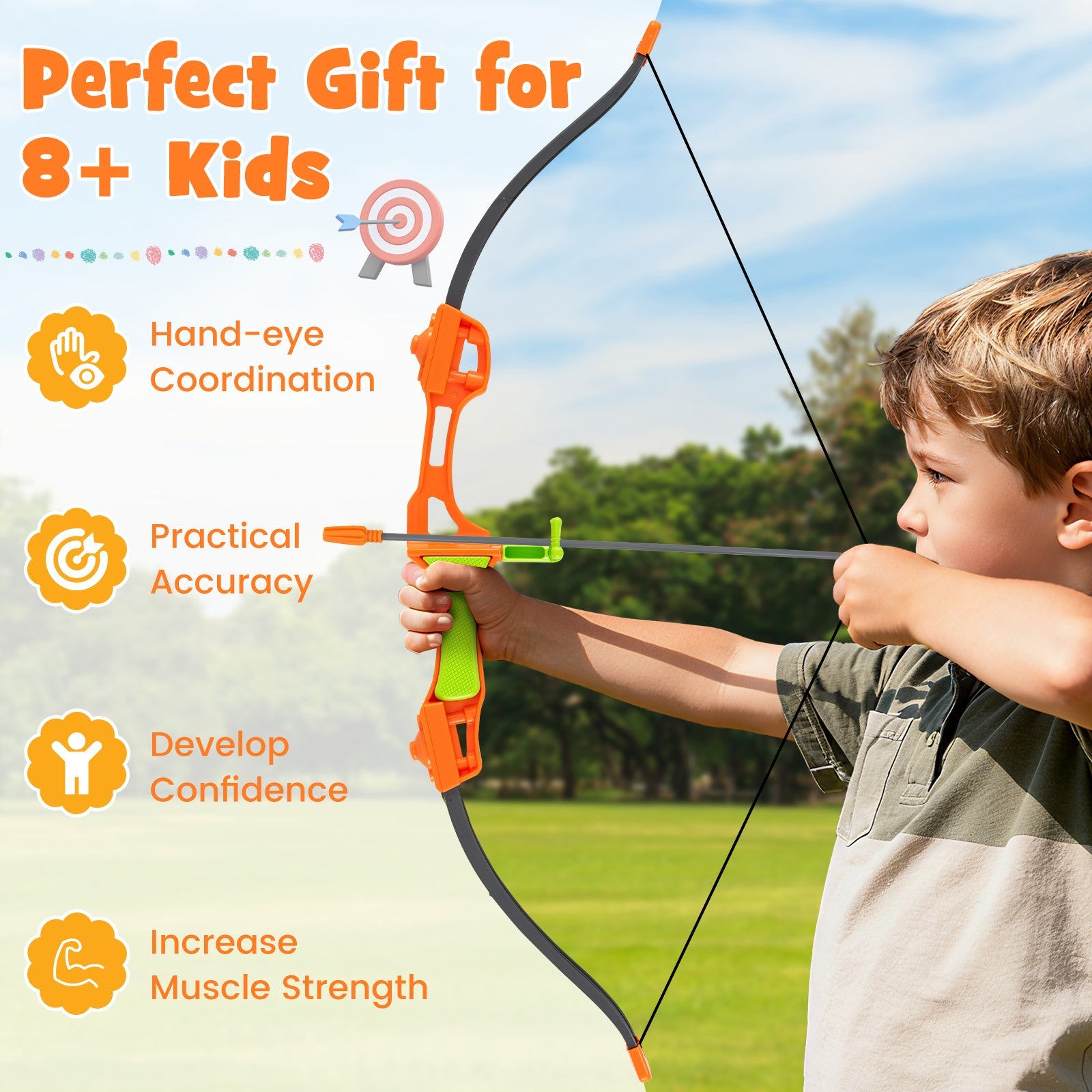 4-in-1 Throwing Target Game Set | Axes, Darts, Bow & Arrows | Ages 8+ - Niksstuff