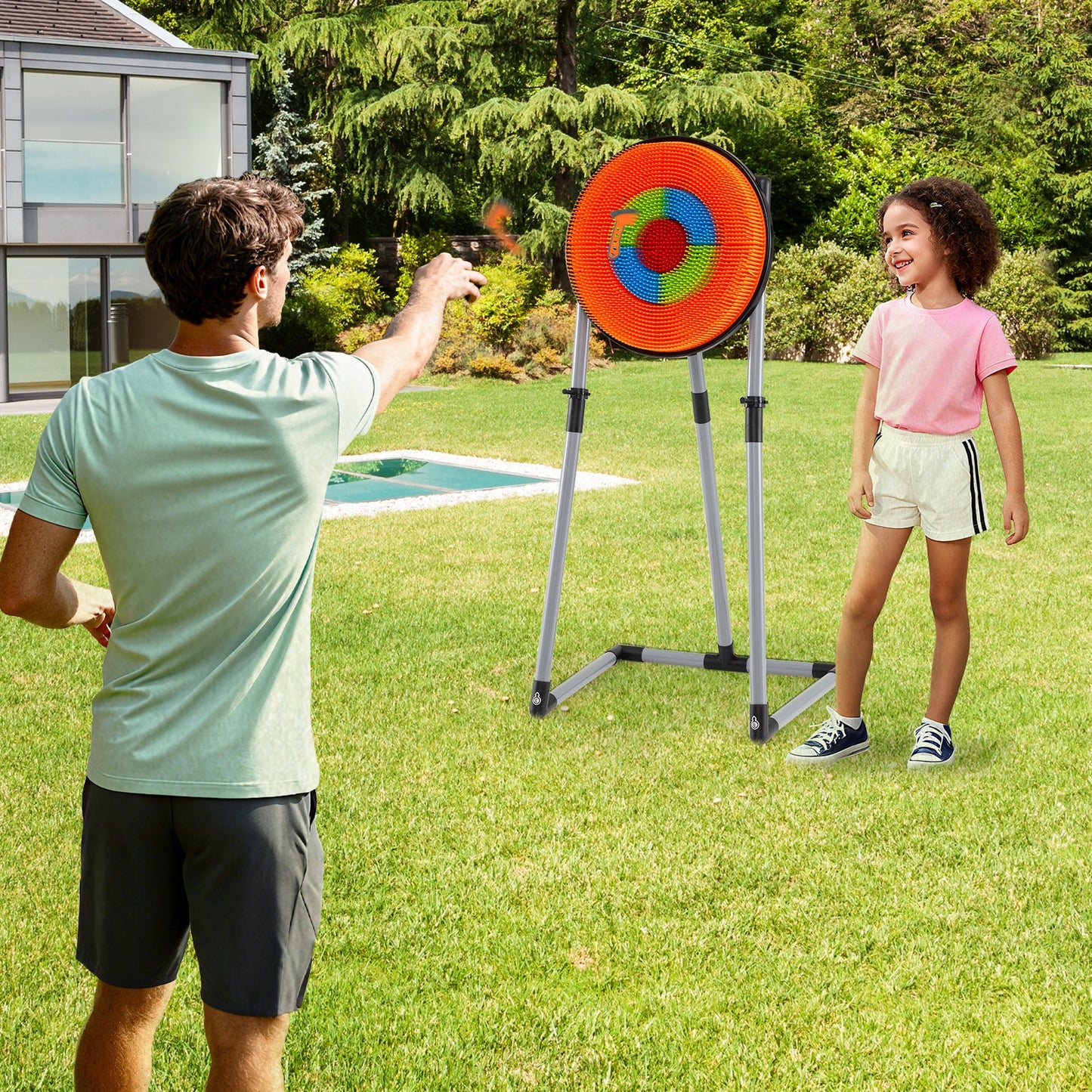 4-in-1 Throwing Target Game Set | Axes, Darts, Bow & Arrows | Ages 8+ - Niksstuff