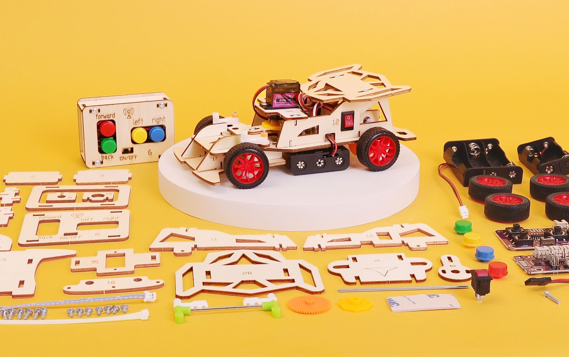 Steering RC Car DIY Kit | Advanced STEM Toy for Kids Ages 12+ - Niksstuff