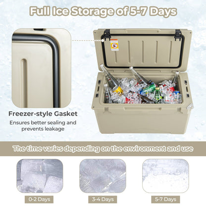 50 QT Rotomolded Cooler Insulated Portable Ice Chest with Integrated Cup Holders