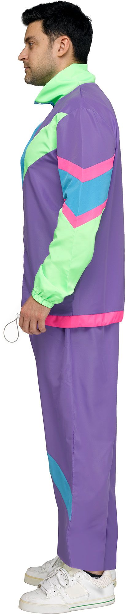 80's Retro Track Suit Men's Costume - Black Neon 2-Piece Set