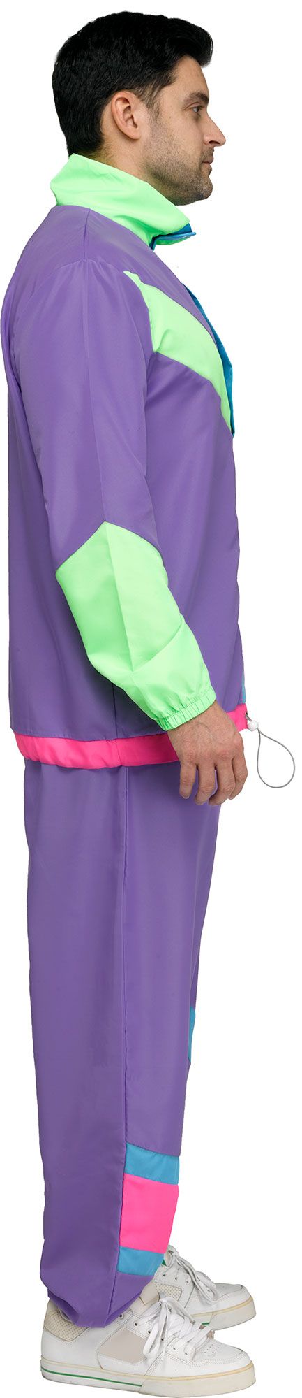 80's Retro Track Suit Men's Costume - Black Neon 2-Piece Set