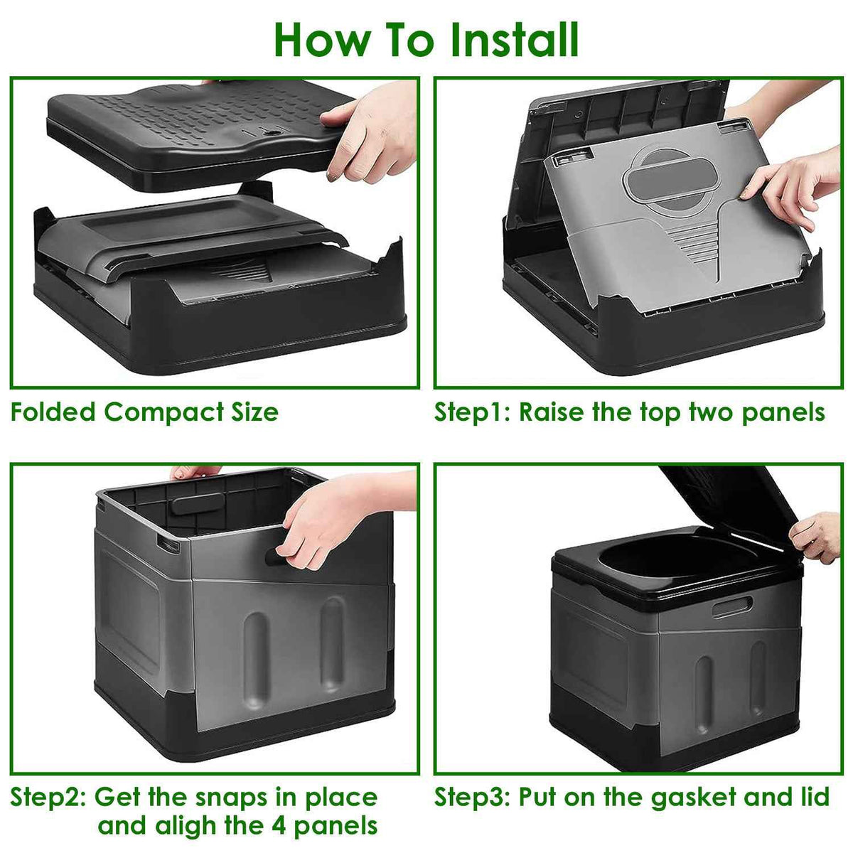 Portable Camping Toilet – Foldable, 330 lb Capacity | Lid, Trash Bags & Carry Bag Included | Camping, Boating & Travel