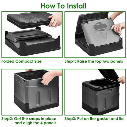 Portable Camping Toilet – Foldable, 330 lb Capacity | Lid, Trash Bags & Carry Bag Included | Camping, Boating & Travel