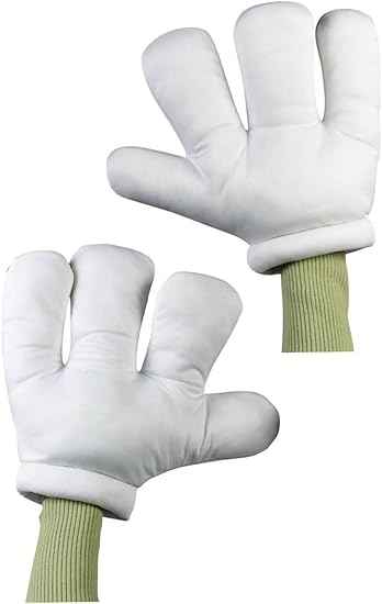 White Padded Cartoon Costume Gloves - Adult One Size
