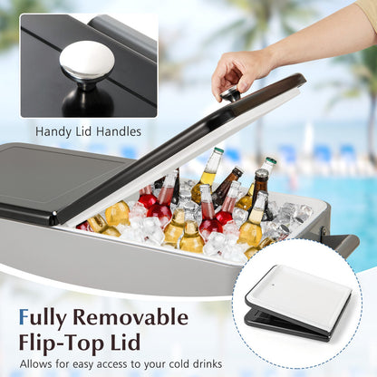Portable Patio Cooler | 80 Qt | 48-Hour Cold Retention | Wheels, Shelf & Bottle Opener | Gray or Red