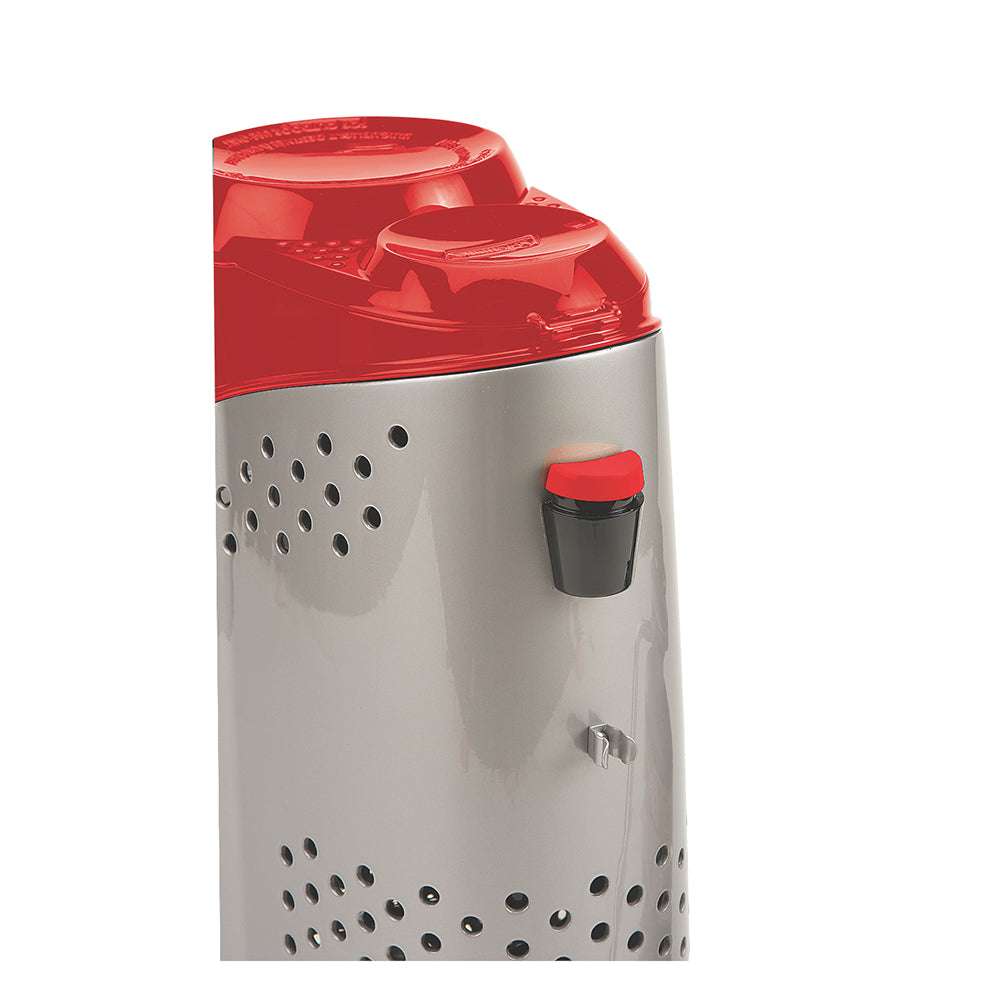Portable propane coffeemaker with side control knob and vented perforations