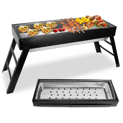 Foldable Charcoal BBQ Grill – Stainless Steel Grate, Pull-Out Charcoal Drawer | Portable Tabletop Grill for Camping & Picnics