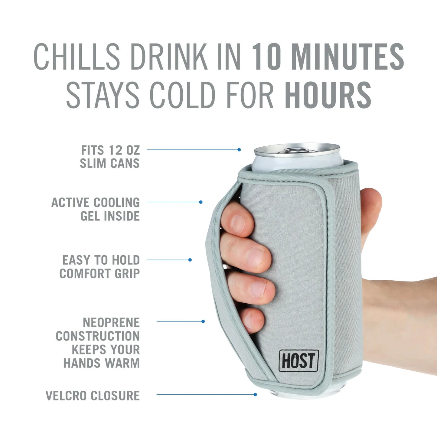 HOST Insta-Chill Can Cooler Sleeve Set of 4 | Active Cooling Gel | Chills in 10 Min
