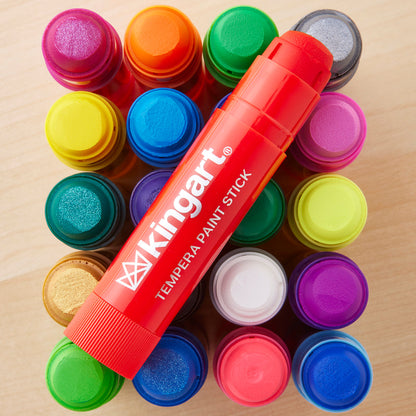 KINGART Tempera Paint Sticks - 24-Color Set, Washable & Mess-Free