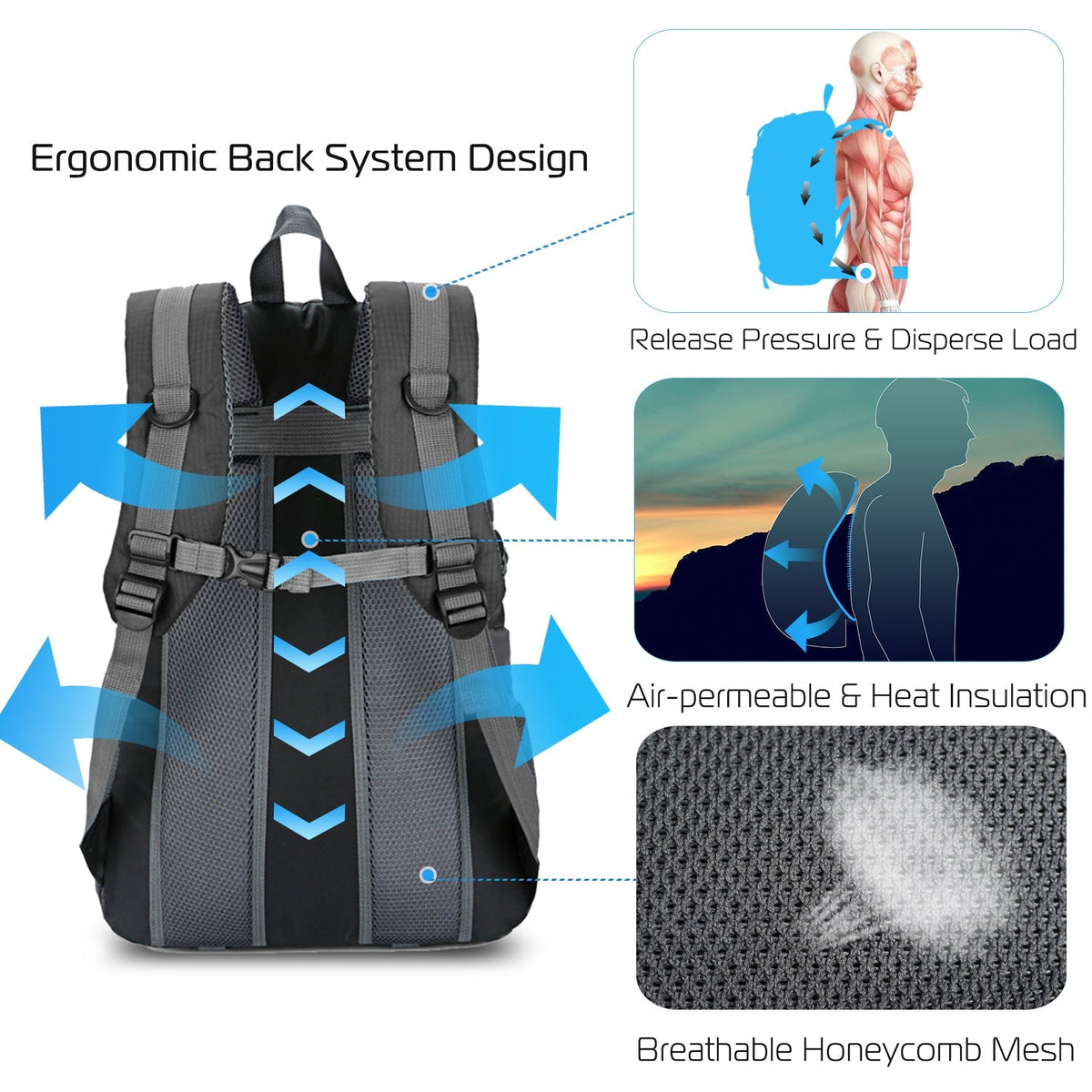 Gbruno 36L Waterproof Outdoor Backpack – Lightweight Daypack for Hiking & Travel