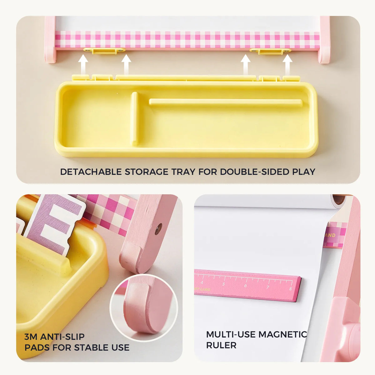 Tiny Land® Double-Sided Magnetic Tabletop Easel | Pink, Oatmeal or Green