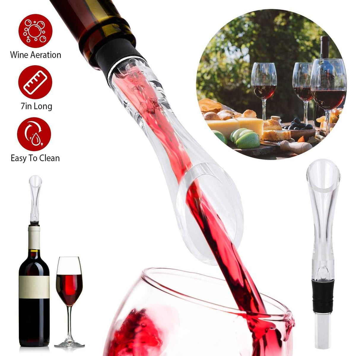 In-Bottle Wine Aerator Pourer with Drip Stopper