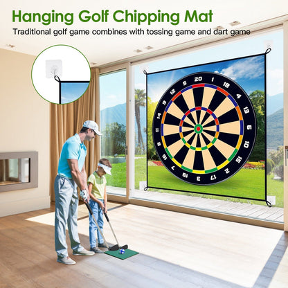 Golf Chipping Dart Game Mat Set with Sticky Balls and Carry Bag
