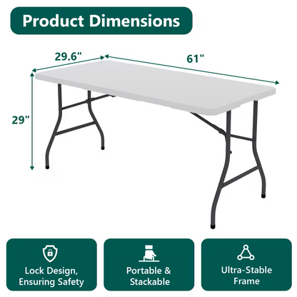 Portable Plastic Folding Table | 2.5, 4, 6 & 8 Foot Sizes | Indoor & Outdoor