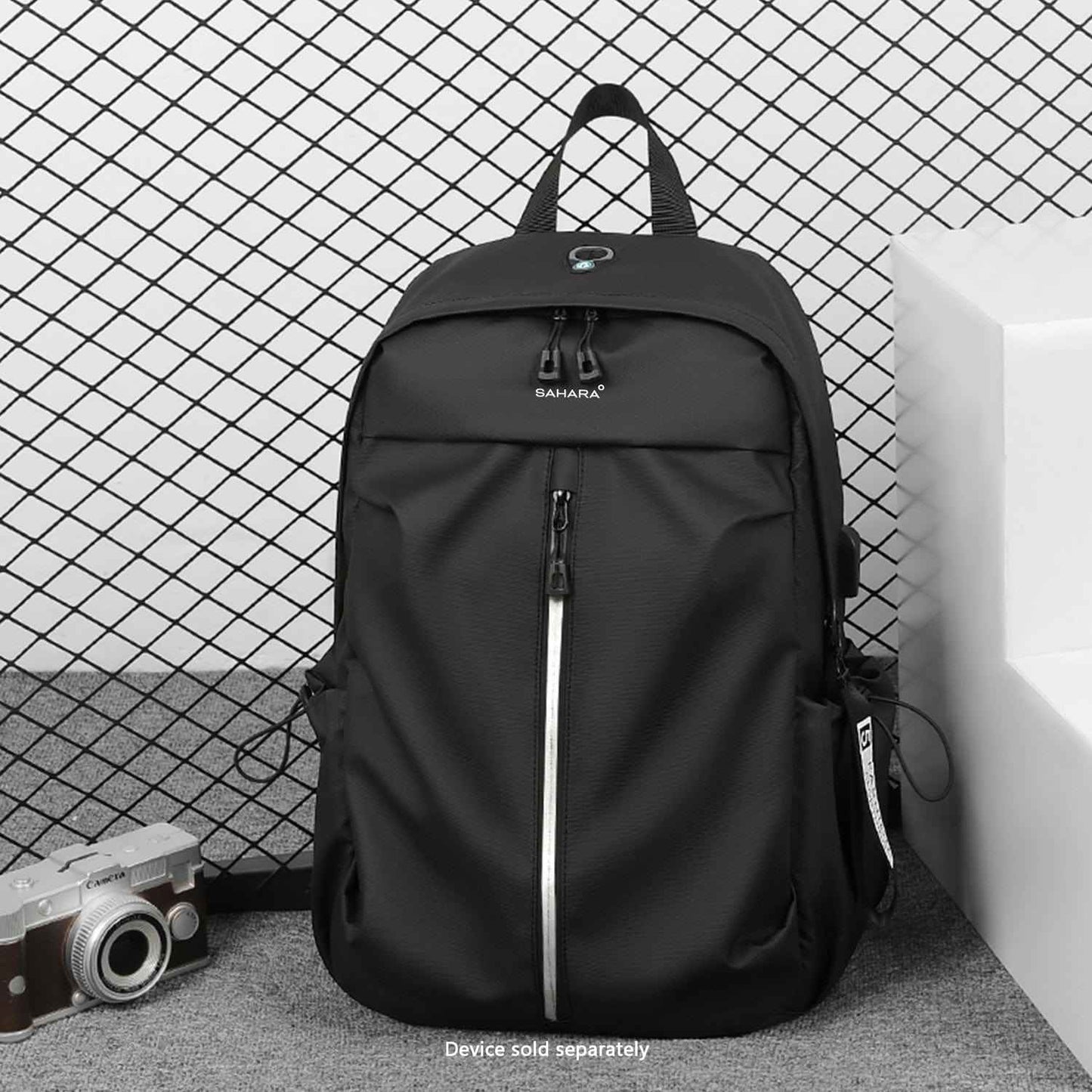 UrbanFlow Slim USB Laptop Backpack | Water-Resistant | Fits up to 16" | Black & Cool Gray