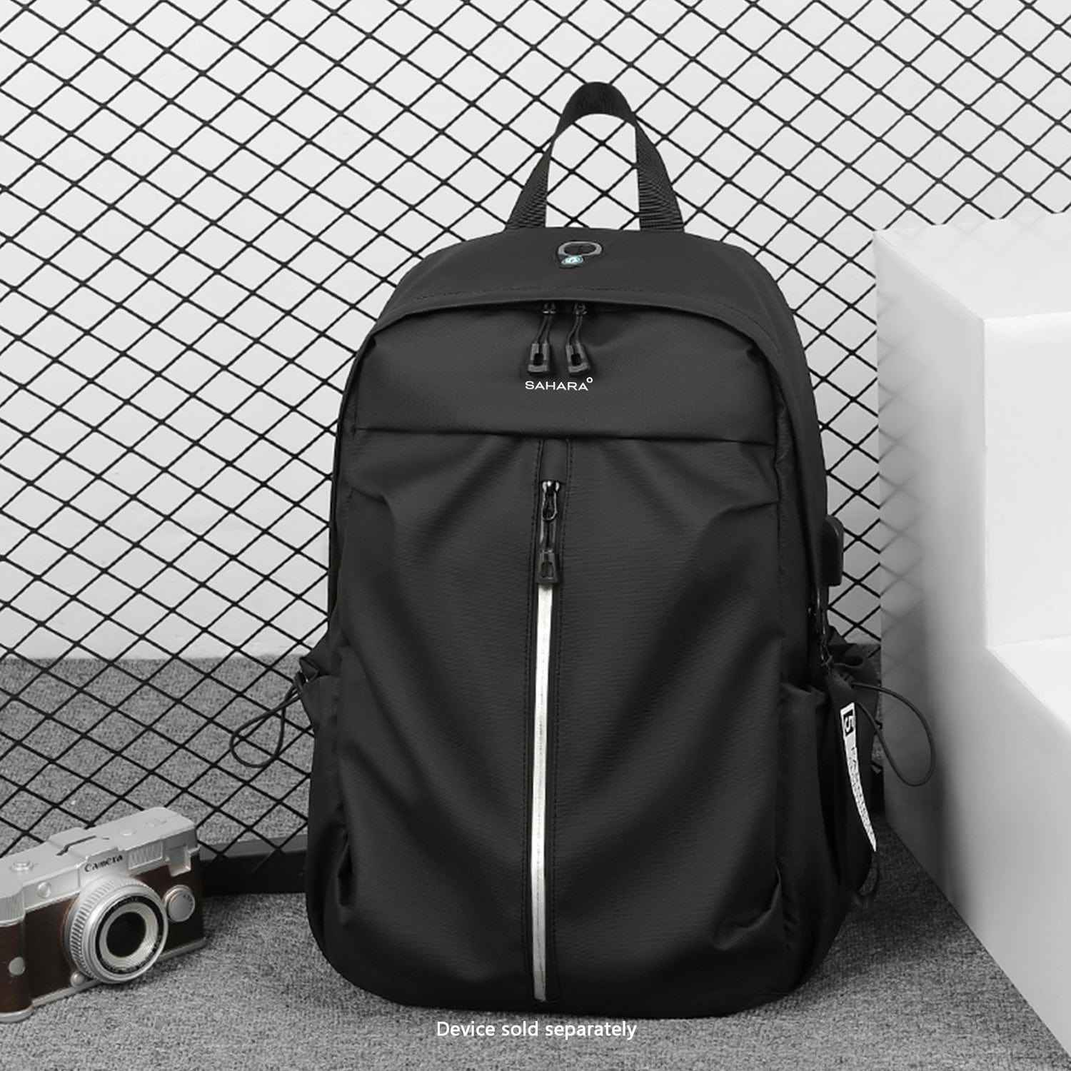 UrbanFlow Slim USB Laptop Backpack | Water-Resistant | Fits up to 16" | Black & Cool Gray