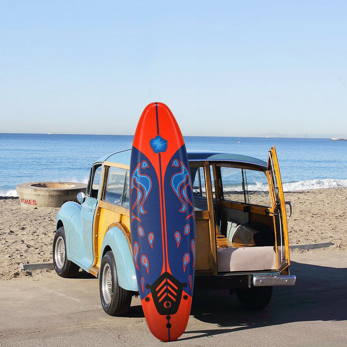 6-Foot Beginner Surfboard | 3 Detachable Fins | Leash & Traction Pad Included | Yellow, White or Red