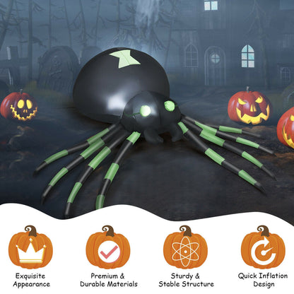 6 Feet Halloween Inflatable Spider with LED Lights