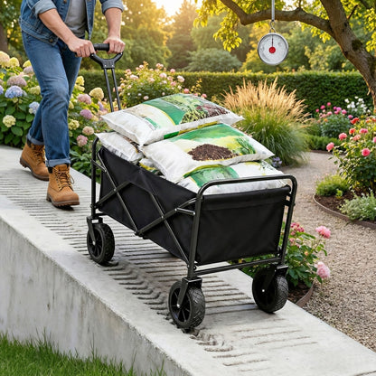 Heavy Duty Folding Utility Wagon Cart | Up to 680 LBS | All-Terrain Wheels | Foldable - Niksstuff