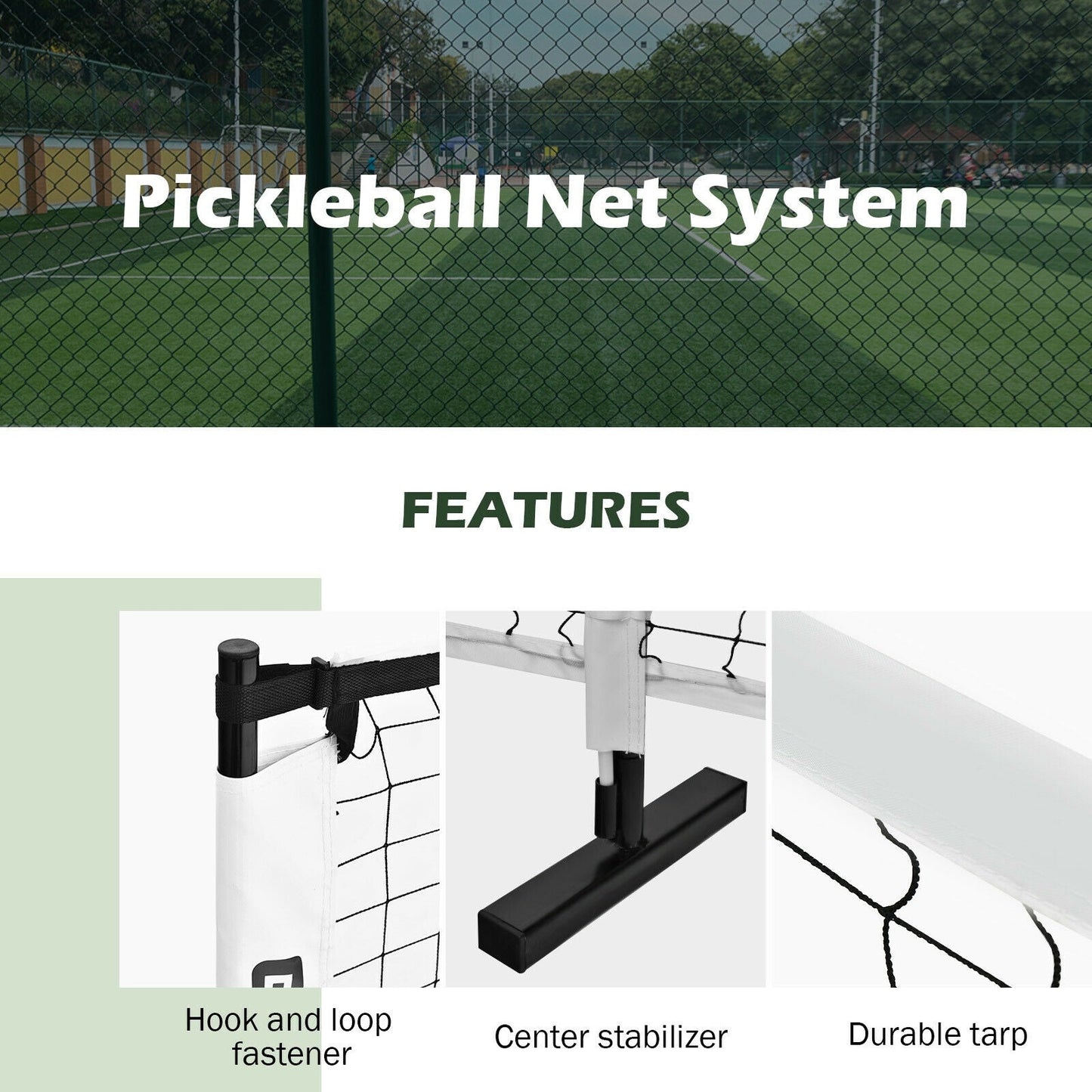 22 FT Portable Pickleball Net Set | 25mm Steel Frame | Fiberglass Post | 600D Oxford Bag | Indoor & Outdoor