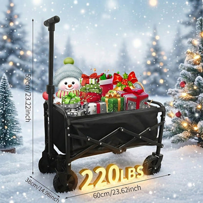 Heavy Duty Folding Utility Wagon Cart | Up to 680 LBS | All-Terrain Wheels | Foldable - Niksstuff