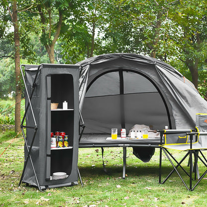 Folding Camping Storage Cabinet | 3 Shelves + Tabletop | M, L or XL | Waterproof Oxford Cloth | Gray