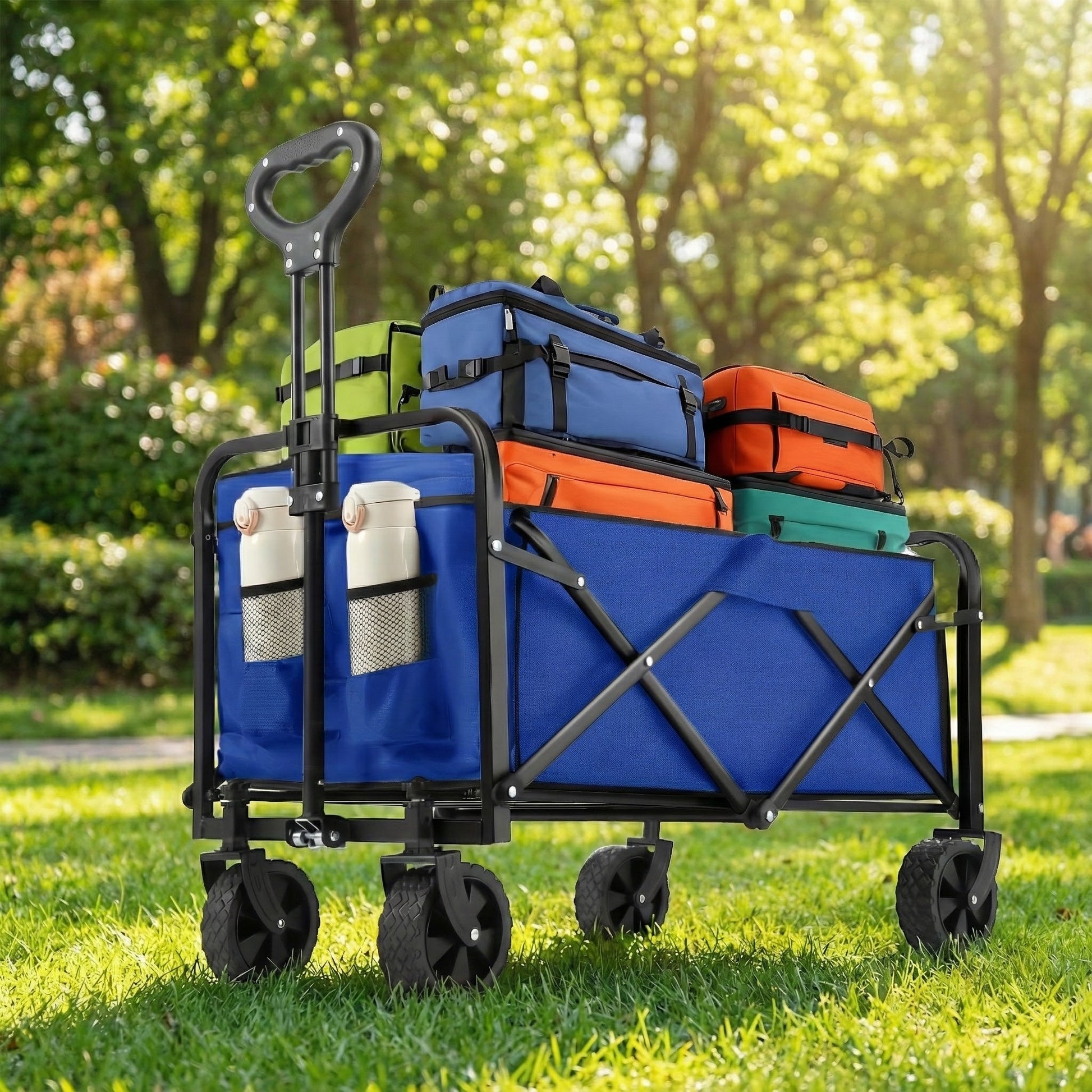 Heavy Duty Folding Utility Wagon Cart | Up to 680 LBS | All-Terrain Wheels | Foldable - Niksstuff