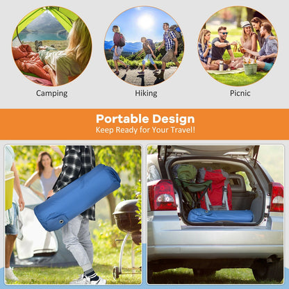 Self-Inflating Camping Sleeping Mattress | Waterproof TPU | Sponge Padding | Carrying Bag Included | Green or Blue