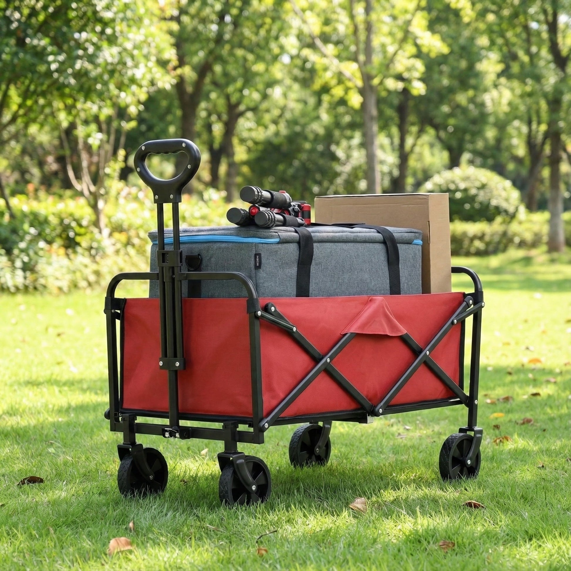 Heavy Duty Folding Utility Wagon Cart | Up to 680 LBS | All-Terrain Wheels | Foldable - Niksstuff