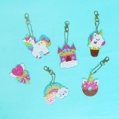 Unicorn Diamond Art Keychain Kit | Set of 15 Charms for Kids & Teens - Niksstuff