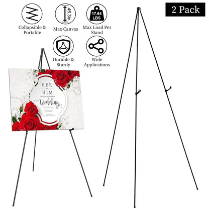 2-Pack 61" Collapsible A-Frame Easel Stands with Carry Bags