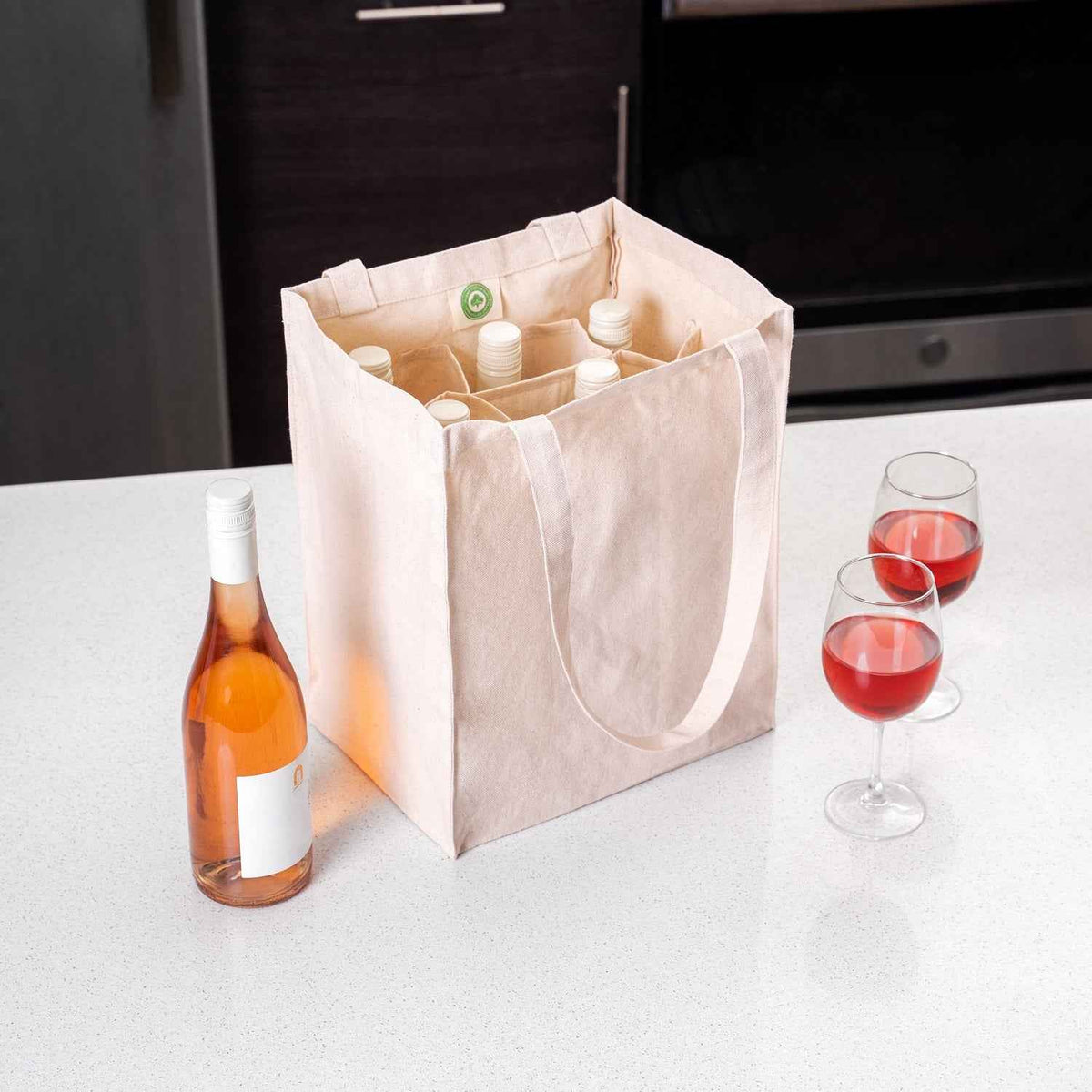 Organic Cotton Canvas Wine Tote – 6 Bottle Carrier