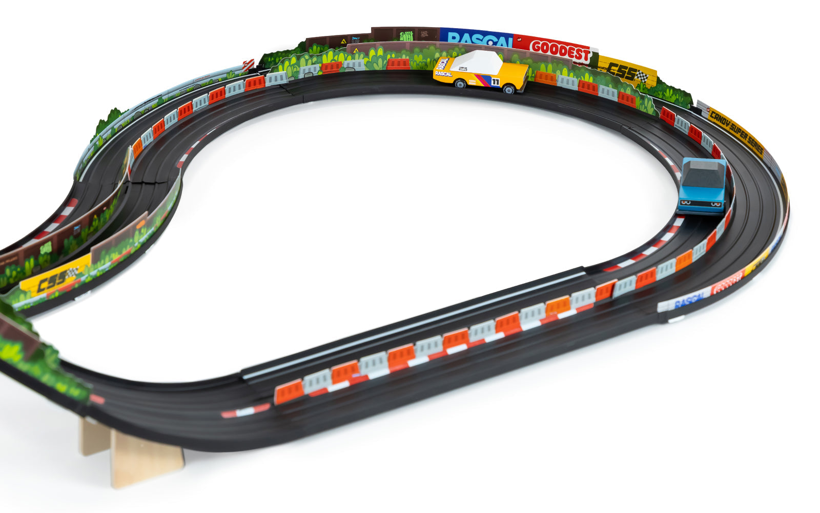 Expansion Pack: 60° Turn | Candylab ROADWORKS Track | 2ft Two-Lane 60° Turns | Ages 3+ | Compatible with 1:64 Diecast - Niksstuff