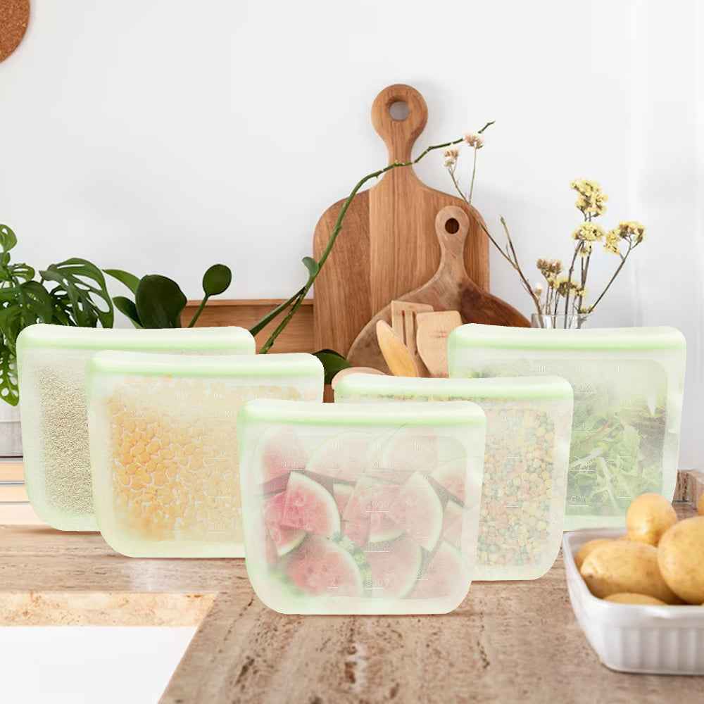 purifyou Reusable Silicone Food Storage Bags - Set of 5