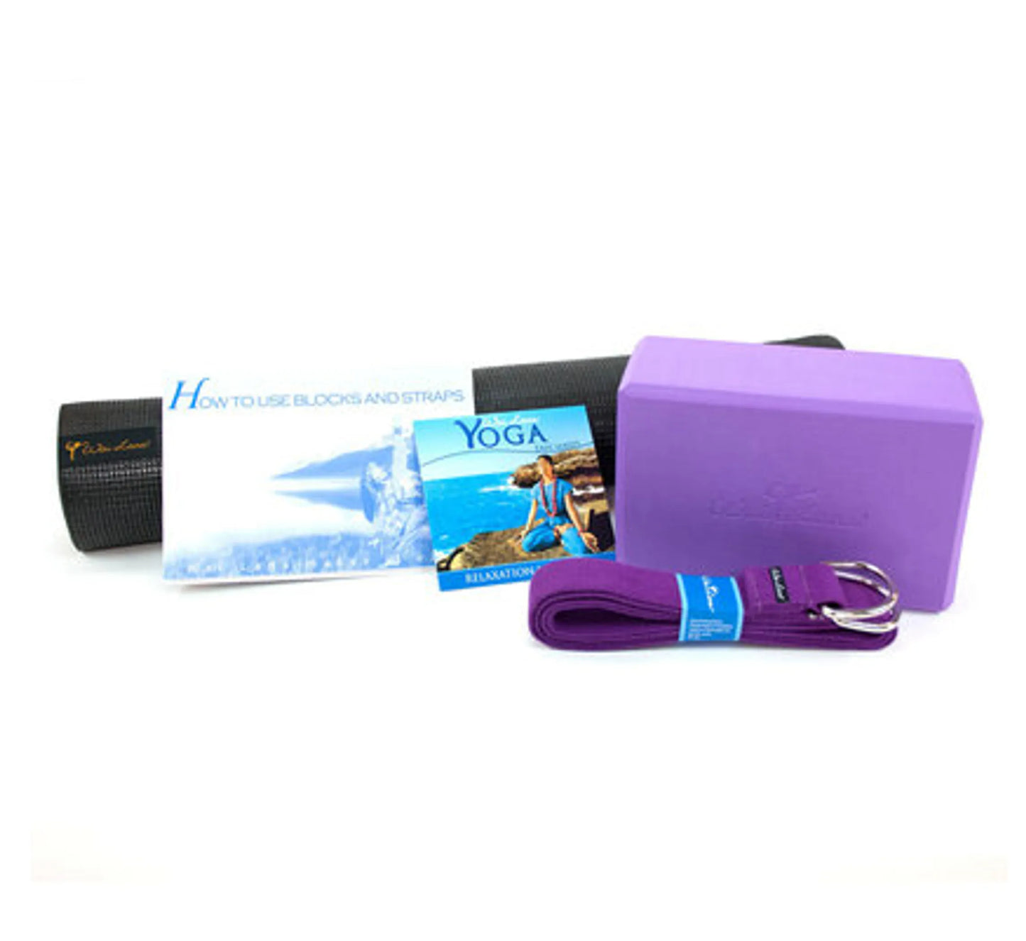Wai Lana Yoga Kit | Mat, Block, Strap & Instructional Poster | 4 Kit Options