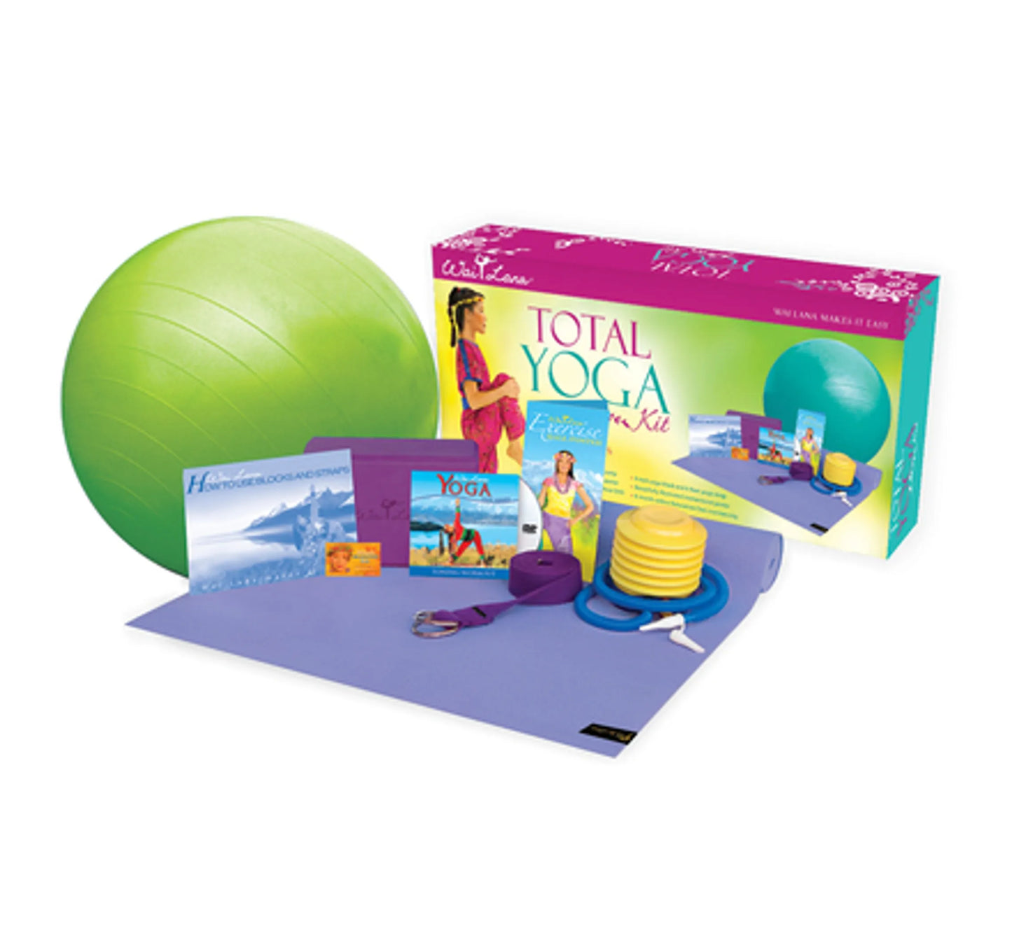 Wai Lana Yoga Kit | Mat, Block, Strap & Instructional Poster | 4 Kit Options