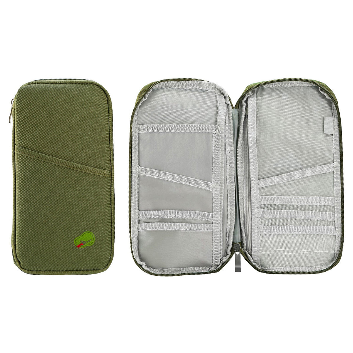 LJG Travel Passport Wallet – 12-Cell Organizer, Water-Repellent Zipper Case – Lemon Green